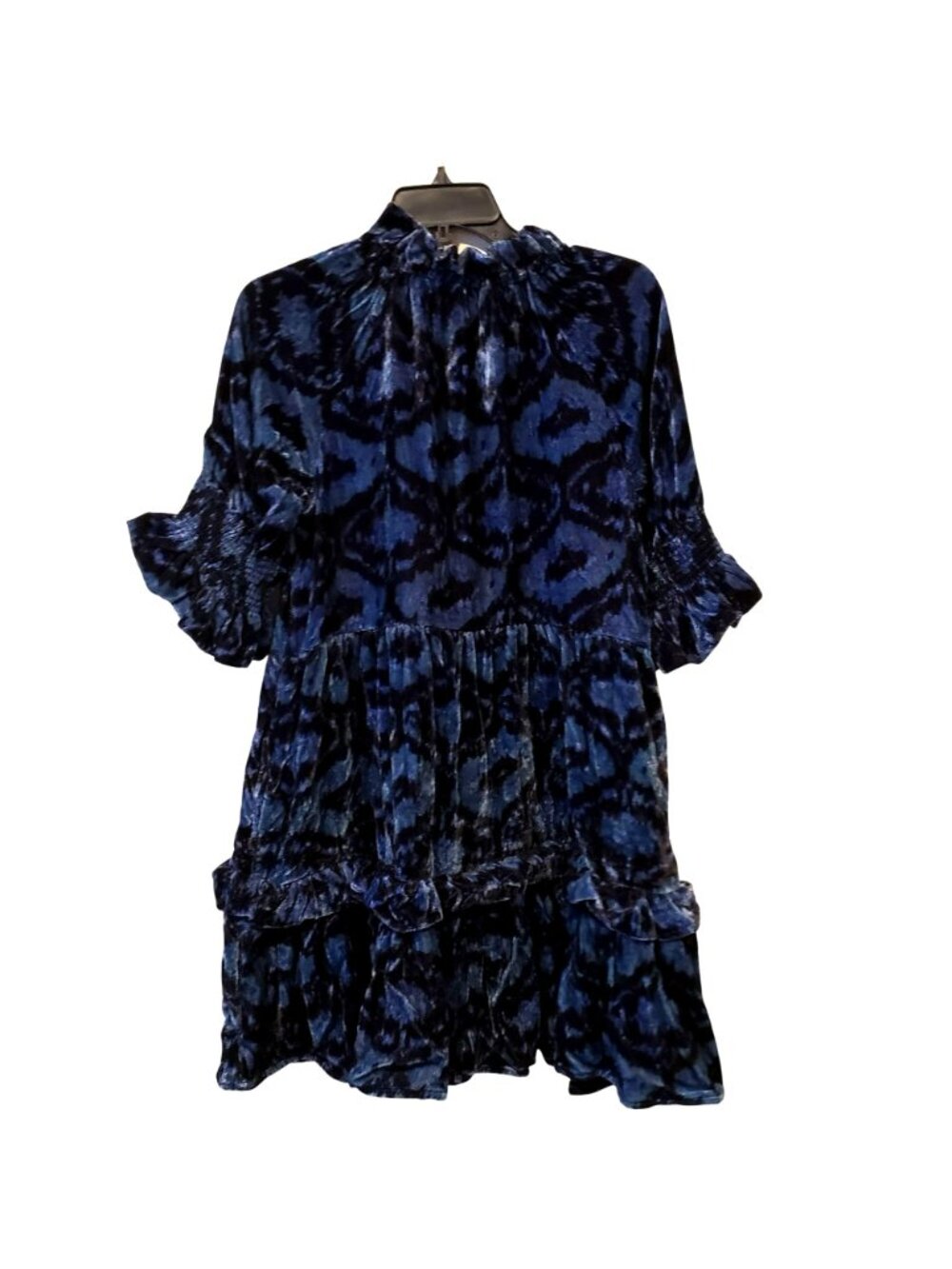 Figue $495 Blue Velvet Burnout Mini Dress Boho Print Romantic Whimsigoth Fall - Picture 7 of 11